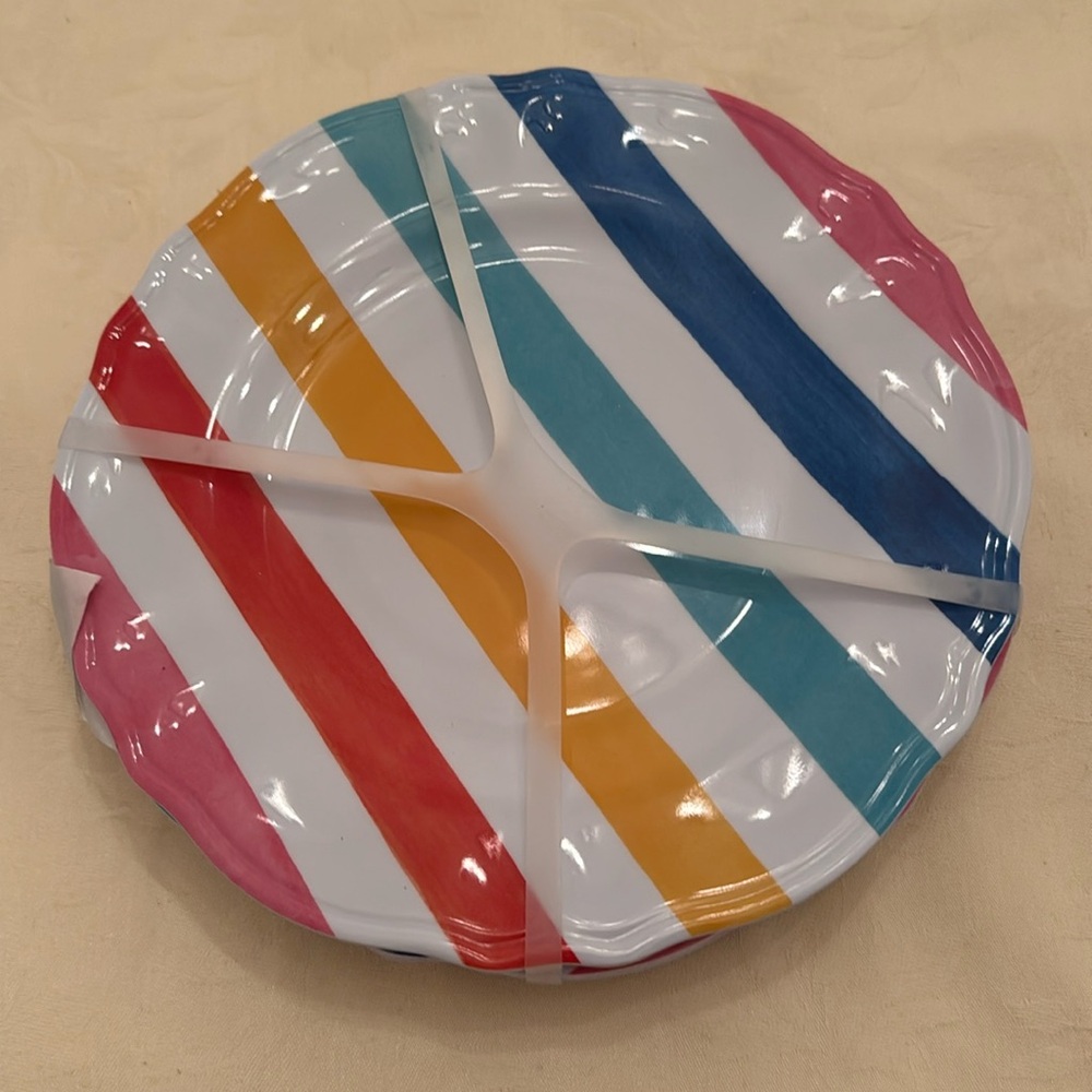 NEW!!! The Spring Shop set of 4 plastic salad plates. NOT microwave safe (mlb)